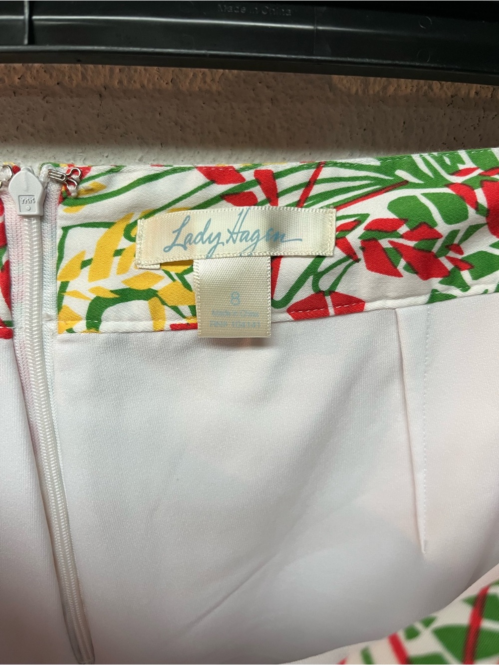 Lady Hagen White Mini Skirt with Red, Green & Yellow Tropical Trim - Picture 5 of 6